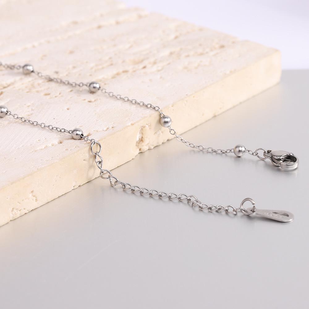 37+5CM Stainless Steel O-chain Necklace with Round Beads - European & American Style