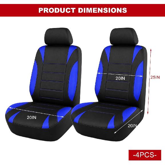 4 PCS Waterproof Car Seat Covers, Quick Setup Auto Front Seats Protector with Separate Headrest Cover, Comfortable Sporty Seats Cover with EVA Foam
