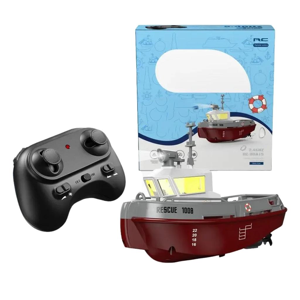 1/144 Scale RC Tugboat, 2.4GHz RC Electric Yacht Model With Lights, Remote Control For Pools Lakes