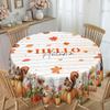 1 Thanksgiving Harvest Tablecloth, Rustic Grid Round Autumn Tablecloth With Cute Dog And Leaves