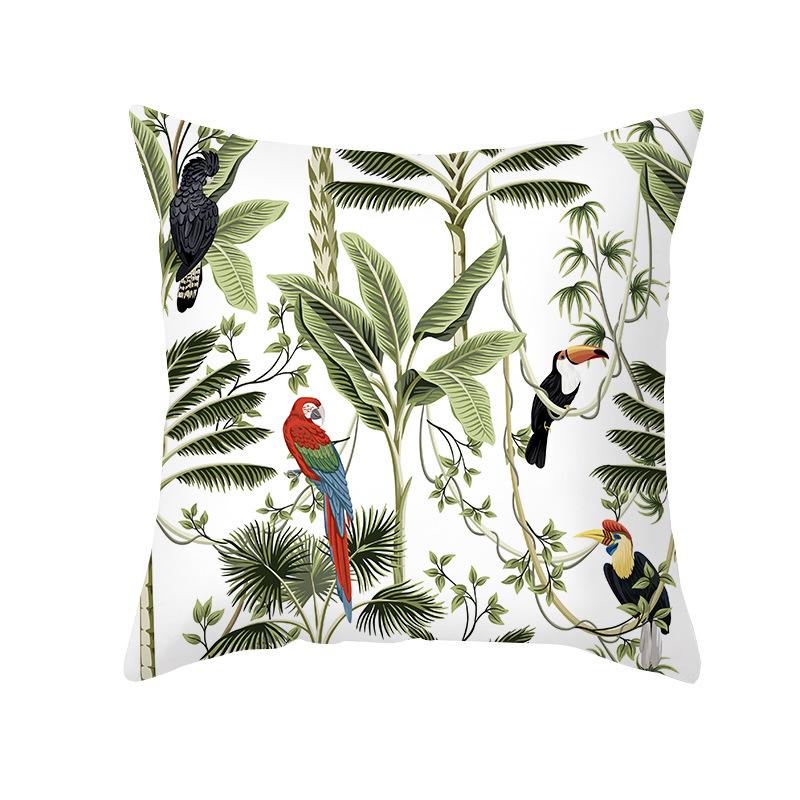 New Tropical Plant Print Pillowcase Summer Peach Skin Cartoon Animal Home Cushion Living Room Cushion
