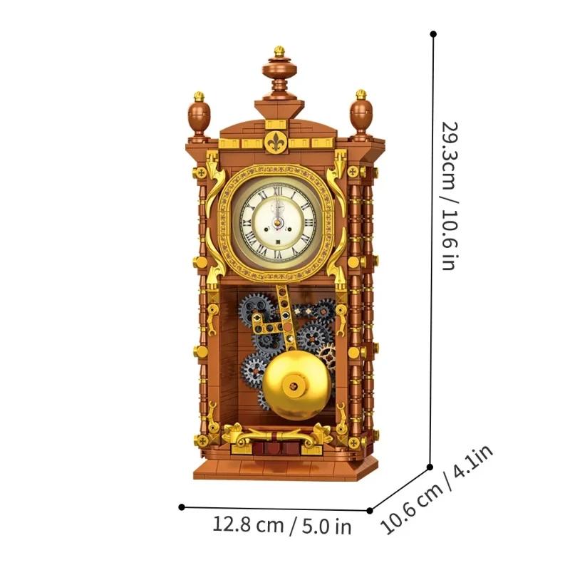Retro Building Blocks Swing Pendulum Clock Construction Brick Set DIY Construction Toy for Kids Adults Classic Creative Gift