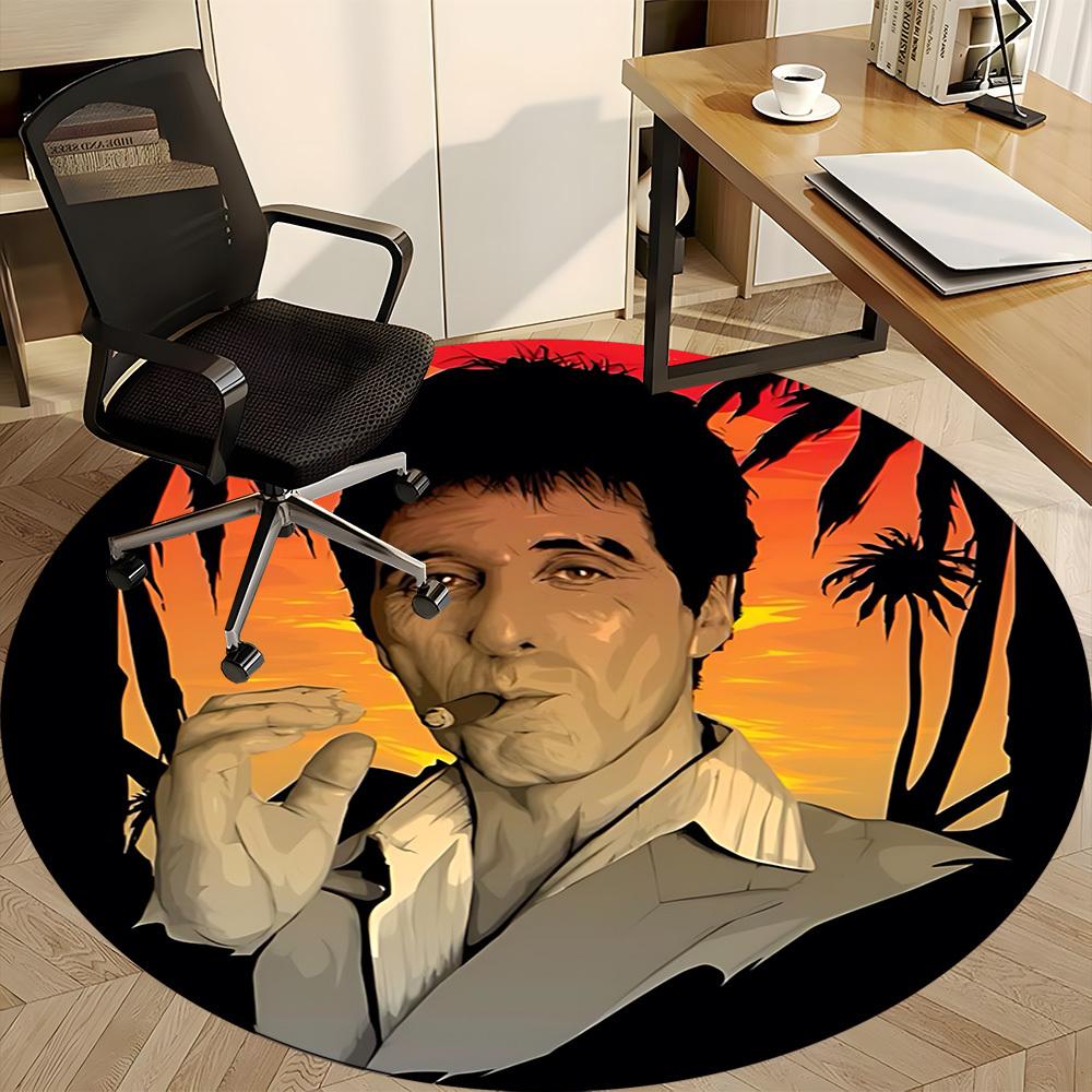 1pc Scarface Carpet, Round Non-Slip Durable Large Size Office Carpet, Suitable for Office, Beautiful Decoration