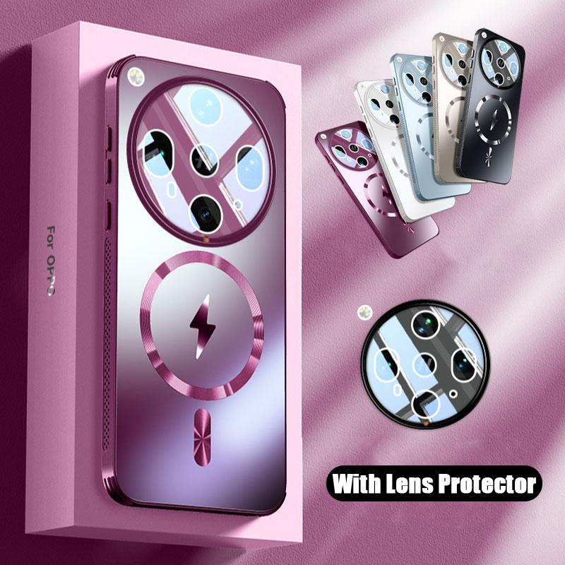 For Magsafe Trådløst Ladeetui for OPPO Find X8 Ultra Magnetisk Frostet Støtsikker Linsefilm Beskyttelse Hardt Deksel for OPPO Find X8s X8 Pro Støtfanger