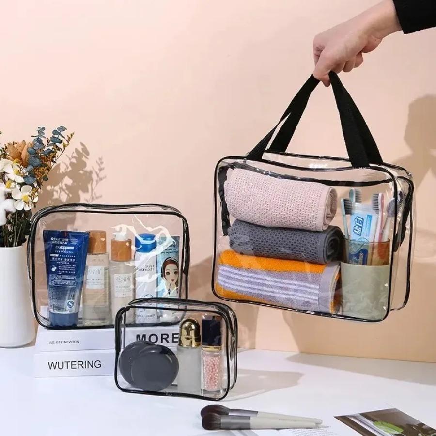 3 Veľkosti Priehľadné Kozmetické Tašky Veľkokapacitná Taška na Kočík Cestovný Organizér Úložné Vrecko Taška na Make-up Kozmetiku Multifunkčná