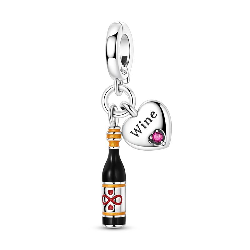 New Original 925 Sterling Silver Beads Charm Liquor Wine Series Clasp Pendant Fit Original Bracelet For Women DIY Jewelry Gift