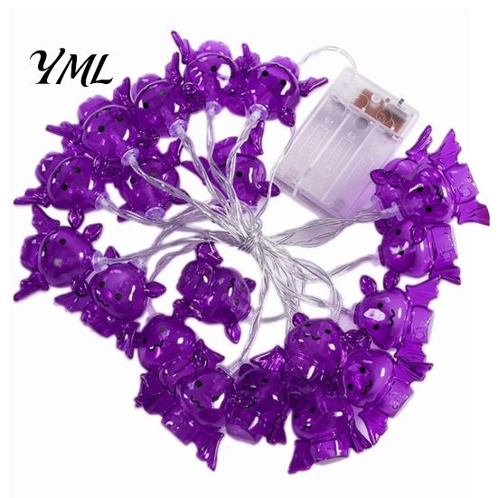 Indoor Outdoor Haunted House Decorations 10/20FT Halloween String Light, Battery Powered Purple LED Large Spider/Bat Garland, Spooky Small Spider