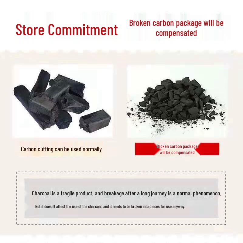 Smokeless High-Temperature Charcoal Briquettes for Home and Commercial Use - Durable and Flammable Fruit Wood Charcoal Heating Solution