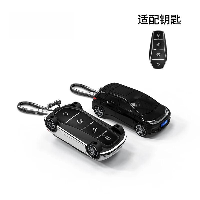 For Byd Dolphin Car Moldel Key Case For Byd Atto 3 Han Ev Dolphin 4 Button Remote Car Key Cover Holder Fob Keychain Accessories