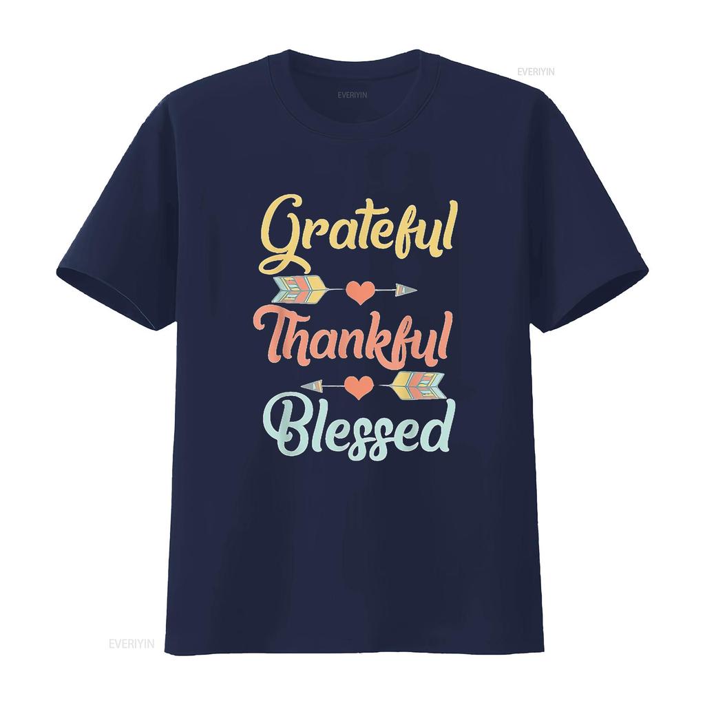 Womens Grateful Thankful Blessed T Shirt Cool Thanksgiving Day Black 2X Large vintage Washed streetwear Comfortable homme