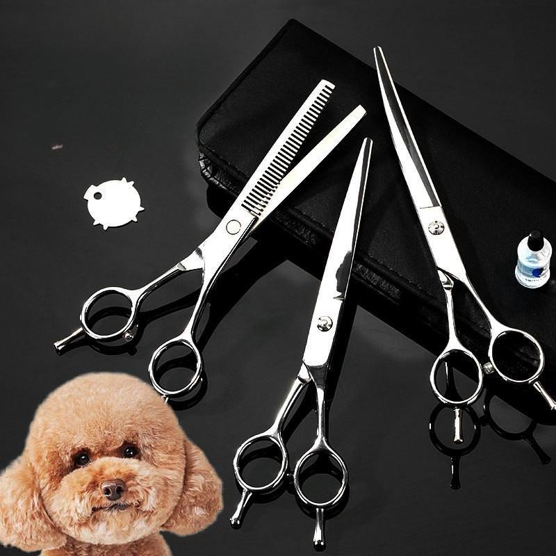 Pet Grooming Scissors Kit Stainless Steel Straight Thinning Shear Non‑jamming Trimming Tool for Dogs Cats