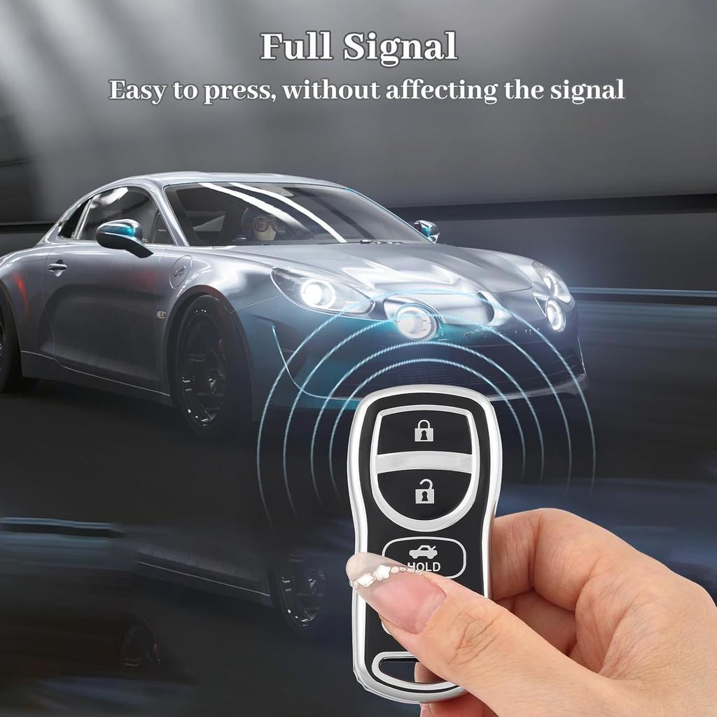 For Nissan Key Fob Cover, TPU Key Fob Case Fit for Nissan Xterra Titan 350Z Quest Altima Maxima Murano Armada Sentra Versa Infiniti QX56 FX35 FX45