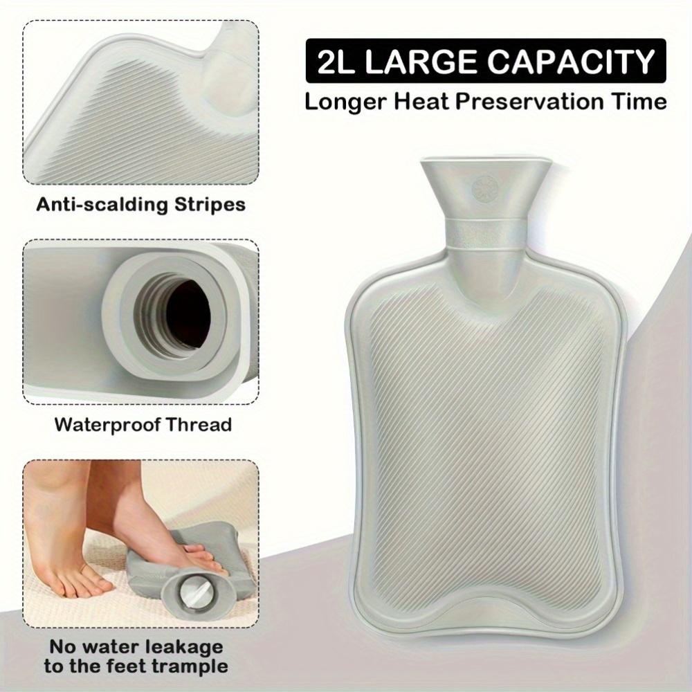 2L Large Hot Water Bag Comfortable Soft Foot Hand Warm Non-Electric Rubber Hot Water Bag Winter Home Essential Warming Products