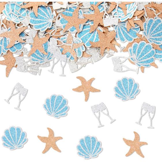 Whaline 300Pcs Hanukkah Table Confetti Menorah Star Dreidel Shaped Glitter Confetti Blue Gold Silver Table Centerpiece For Chanukah Party Decoration