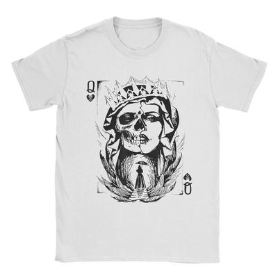 Męska Koszulka Pokerowa Q Ponura Królowa Styl Vintage Codzienna Bawełniana Koszulka Krótki Rękaw Koszulka do Gry Okrągły Dekolt merch Prezent