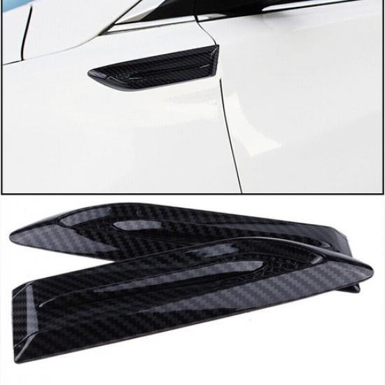 Carbon Fiber Black Side Wing Air Flow Intake Vent Fender Scoop Bonnet Decor 2pc