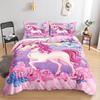 Kawaii Unicorn Colorful Luminous Unicorn Kids Bedding Set For Girls Pink Deluxe Quilt Cover Bedding Set King Queen Quilt Cover