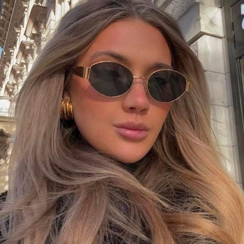 Fashion Oval Sunglasses Women Vintage Metal Frame Classic Sun Glasses For Ladies Trendy Shades Men Luxury Brand Outdoor Eyewear