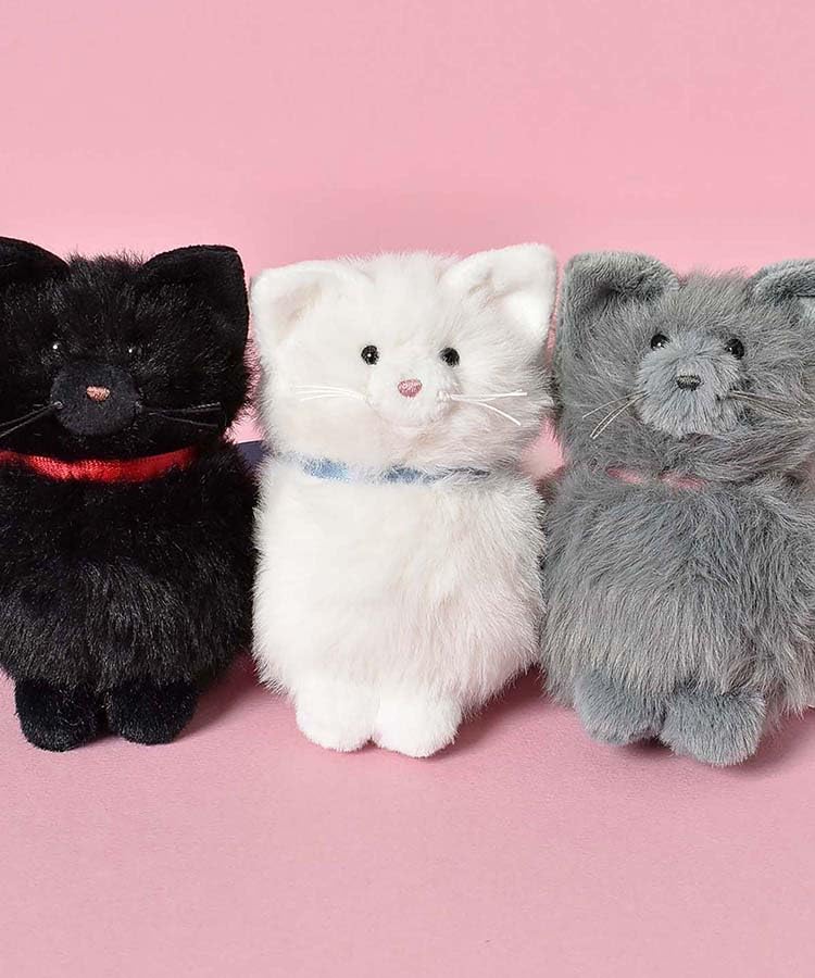 Bleu Bleuet Fluffy Cat Plush Stuffed Animal Toy, Mascot, Soothing, (White)