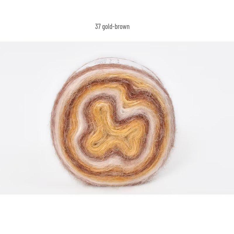 Hand-Dyed Gradient Rainbow Mohair Yarn - Fluffy, Soft, and Perfect for Knitting and DIY Projects.