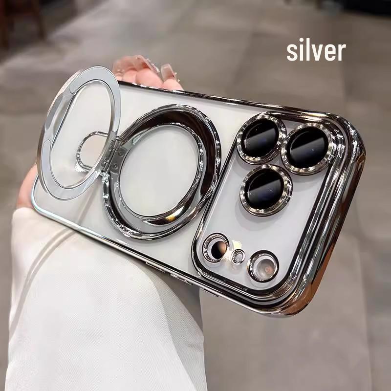 Magnetic Ring Stand for iPhone 17/16 Pro Max Electroplated Soft Case