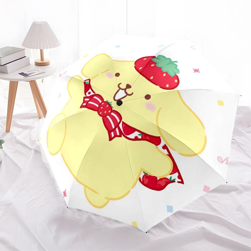 

1pc Strawberry-Themed Umbrella with Bow Tie Design - Automatic Open/Closed, Foldable for Travelers and Fans.A067