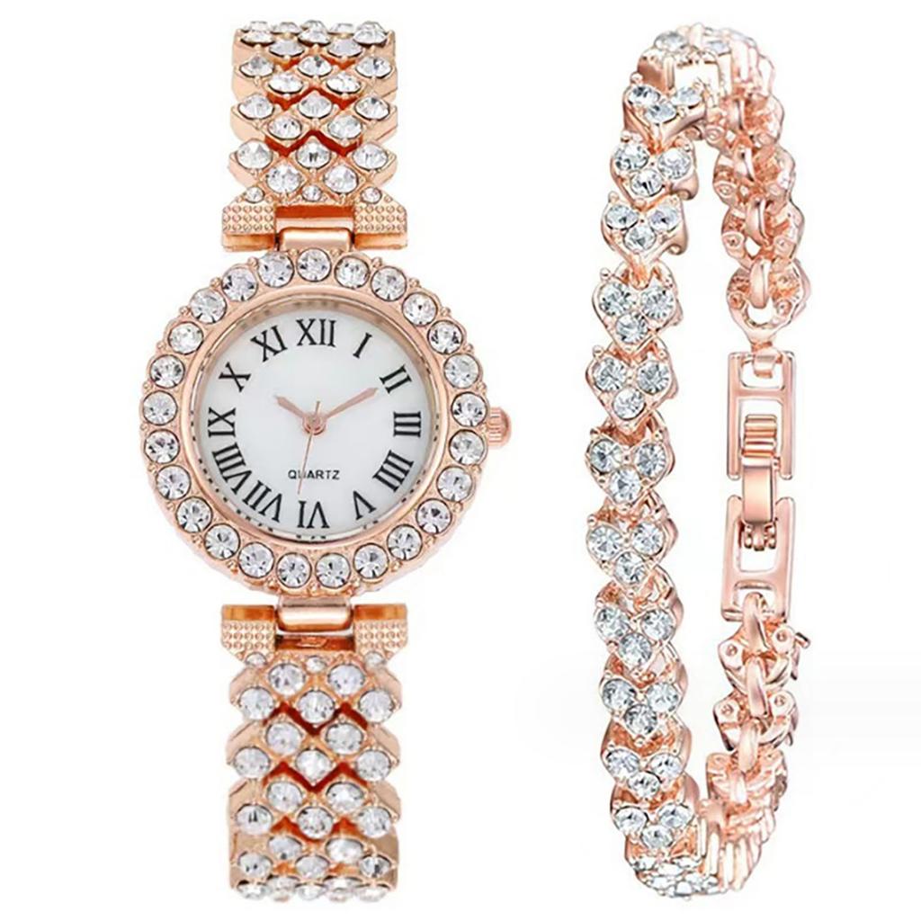 Foreign trade popular fashion Roman pattern diamond ladies watch women's watch quartz watch bracelet women's watch manufacturer ready stock
