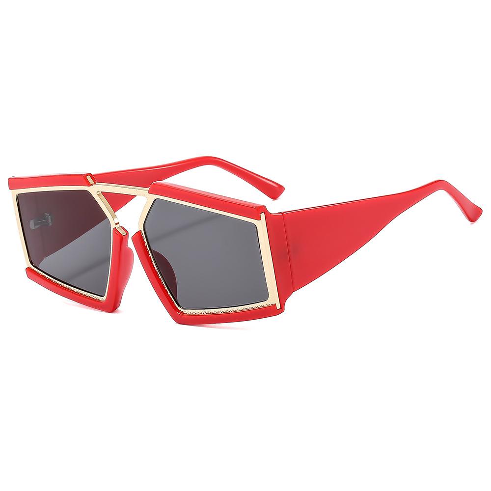 

Oversize Lrregular Square Sunglasses Women Vintage Mirror Shades Men Sun Glasses UV400 Eyewear Oculos Gafas De Sol as picture красный