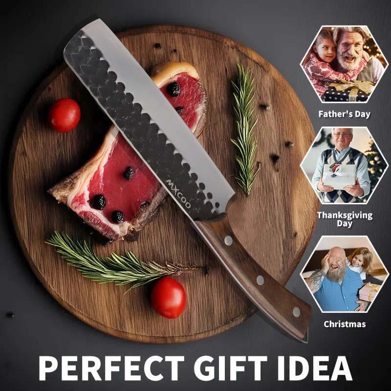 Stainless Steel Kitchen Chef Knife Set, Hand Forged Boning Knife Slicing Multipurpose Knife Kitchen Utility Butcher Cutting Paring Meat Cleavers