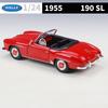 WELLY 1/24 1955 Mercedes-Benz 190 SL Alloy Roadster Sports Car Model Diecast Metal Classic Retro Old Car Vehicle Model Kids Gift