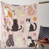 Cozy Fleece Throw Blanket with Cute Cat & Butterfly Print - Soft, Warm, and Lightweight for Couch, Bed, Office, and Travel - Ver