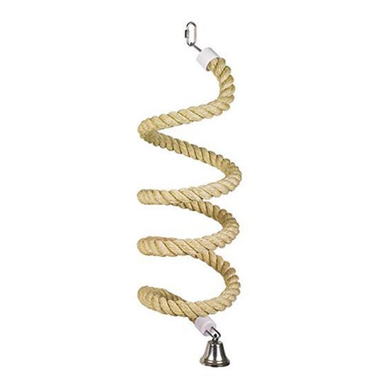 Pet Bird Parrot Bell Stand Perch Cotton Rope Chewing Bar Cage Hanging Swing Toy
