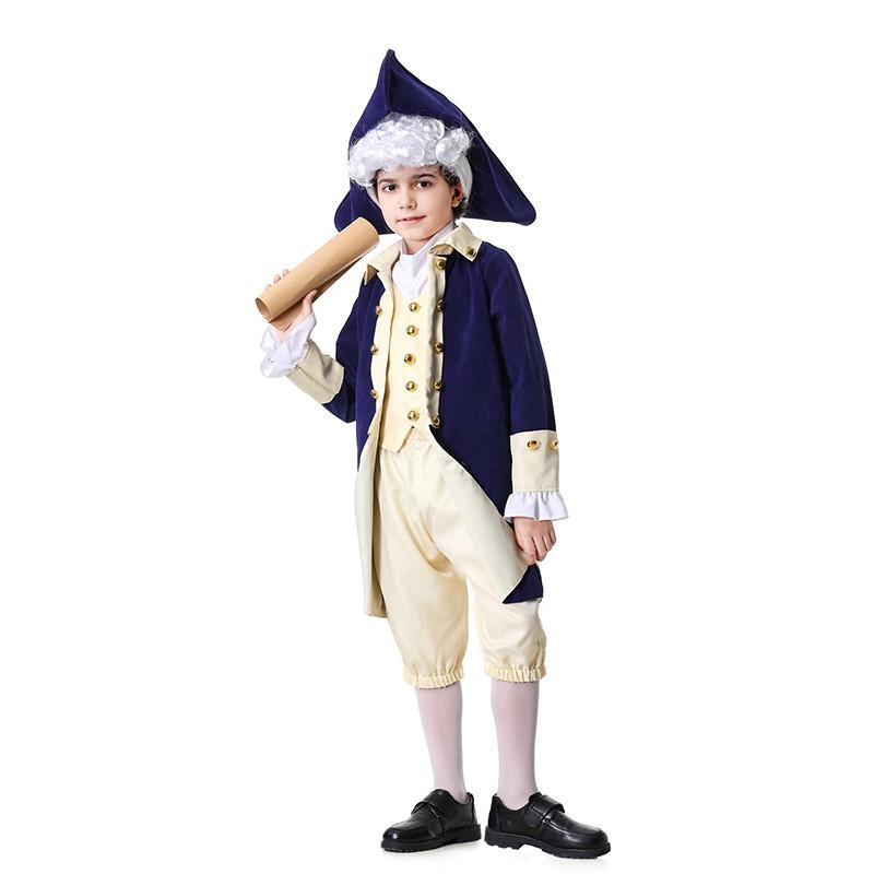 Gentleman Royal Halloween Cosplay Costume Set Adults Kids Hat Pants Fake Collar Vest Jacket