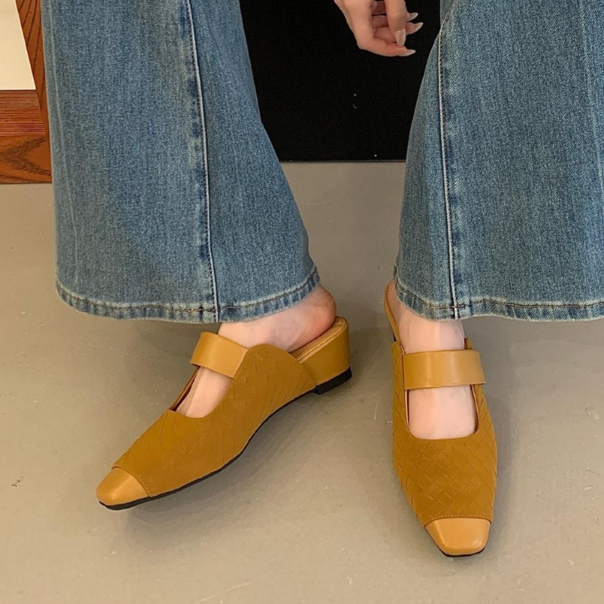 French Retro Style Sandals Women S Summer Slope Heel Baotou Half Drag 35 5390₽