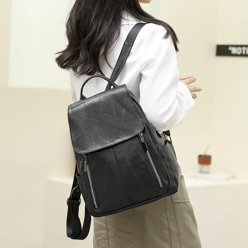 Large Capacity Soft Solid Women's Backpacks Zippered Interior Pocket High-Quality Bags Fashion Compartments
