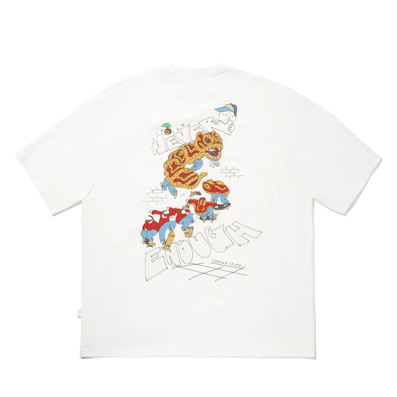 Li Ning X Colaboración Artista Henry Jones Camiseta Casual de Manga Corta Transpirable con Cuello Redondo y Estampado de Letras Unisex AHSV425-1 XL