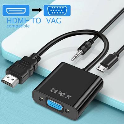HD 1080P HDMI-VGA kábelátalakító HDMI-kompatibilis VGA-dugasz adapter tablet laptophoz, PC-hez, TV-hez