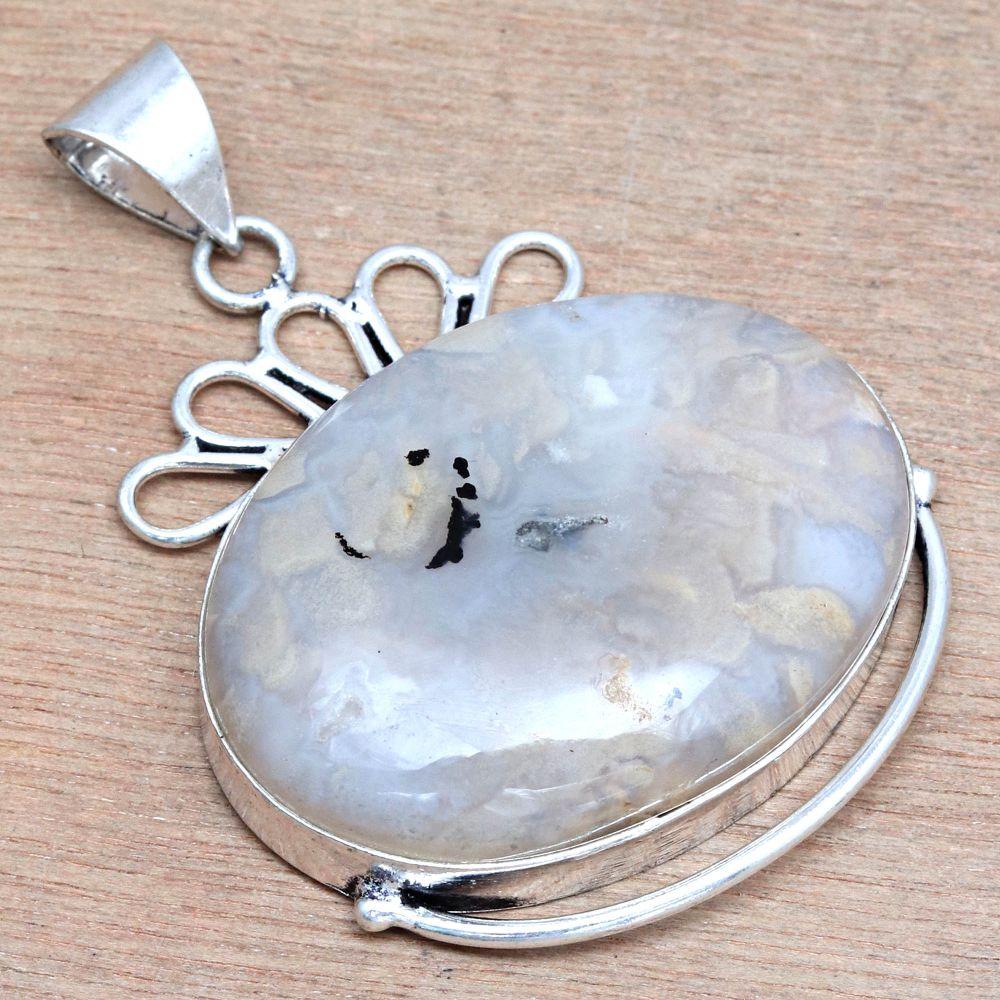 Pendant Montana Agate Gemstone Handmade Gift For Her Silver Jewelry 2"