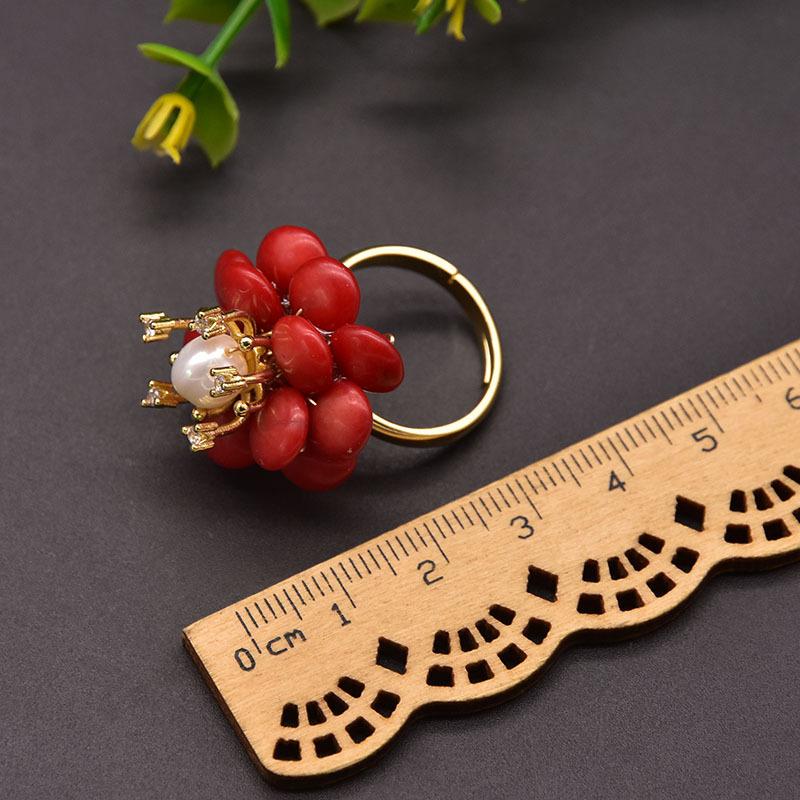 Pearl Ring Niche Retro High-end Flower Light Luxury Niche Ring Cool Style Elegant Accessory