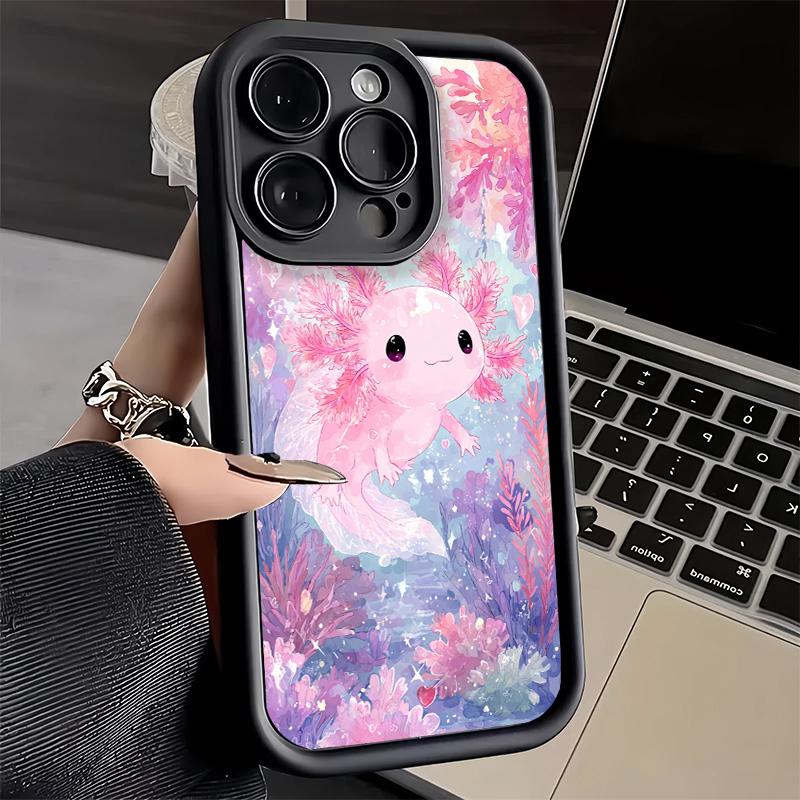 Phone Case for iPhone 17 Air 16E 15 16 Pro Max Axolotl Cartoon Cute Cover 14 Plus 13 12 Mini Soft Shell Silicone Fundas