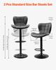 Bar Stool Set of 2, Modern PU Leather Counter Height Stools, Swivel Kitchen Barstool with Back and Footrest, Height Adjustable Armless Bar Chair,
