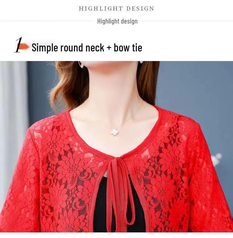 2024 Women's Lace Hollow-Out Short Shawl - Slimming, Versatile Sun Protection for Spring/Summer/Autumn