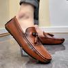 Retro Öl Oberteil Lässige Lederschuhe Retro Herren Slipper Slipper Formelle Mokassins Weiches Leder Fahrschuhe Leichte Bootsschuhe