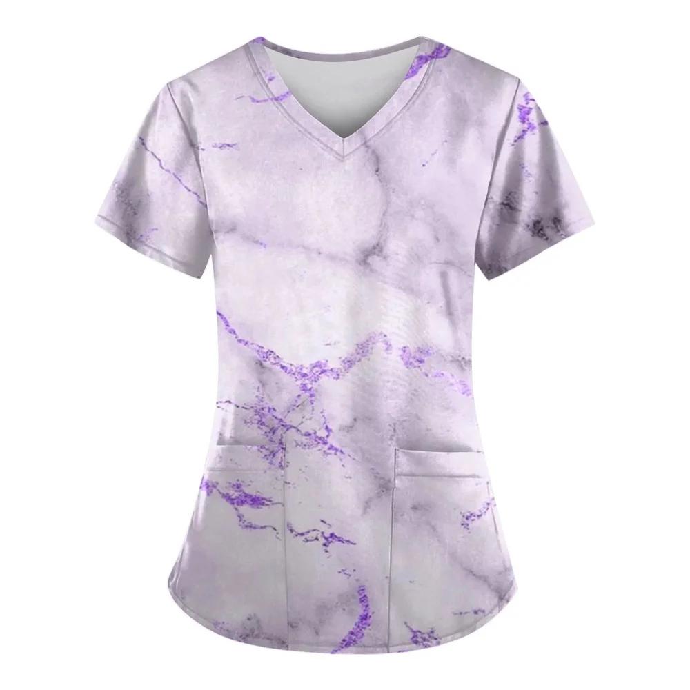 Uniforme Clinica Donna Moda Stampa Farfalle Estiva Scollo a V Dentale Donna Scrub Microstretch Manica Corta Uniforme Infermiera Donna