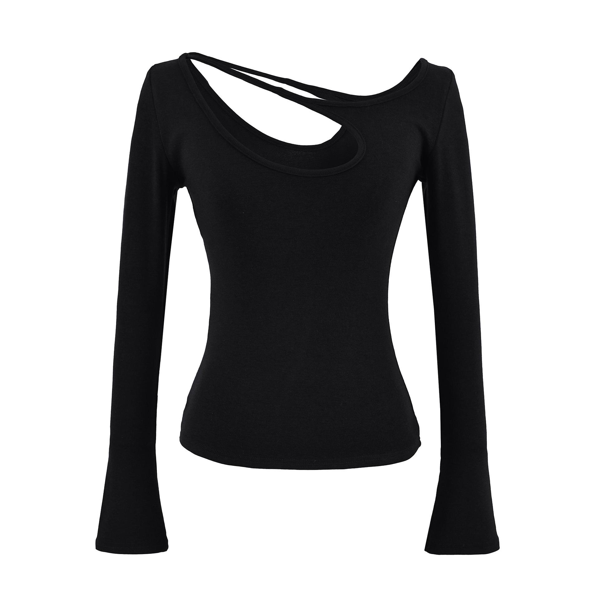 

2025 Autumn/Winter Women s Off-Shoulder Long Sleeve Slimming T-Shirt Small
