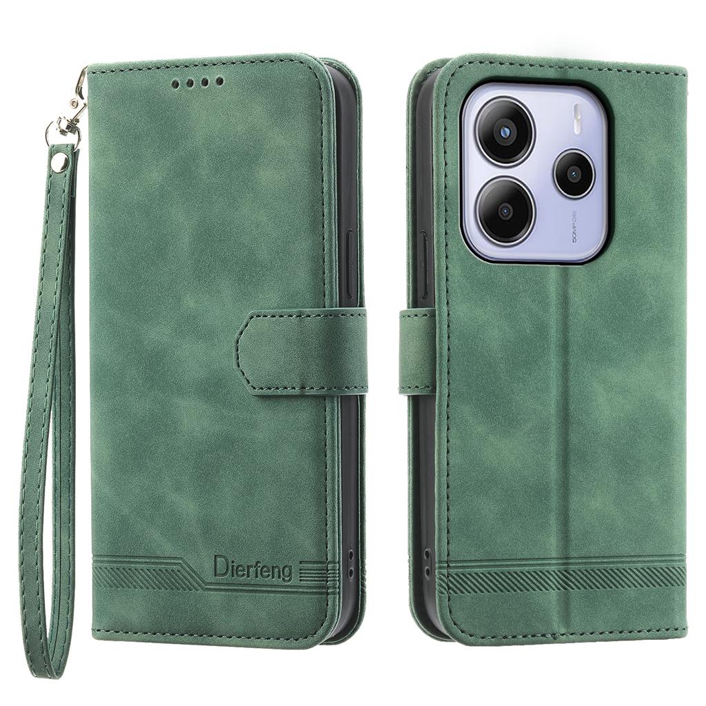 DIERFENG DF-03 For Xiaomi Redmi Note 14 4G (163.25x76.55x8.16mm) Leather Case Lines Imprint Wallet Phone Cover