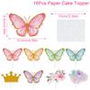 Happy Birthday Sequin Butterfly Cake Topper For Princess Girl Birthday Party Cake Decor Butterflies Wedding Party Decoration