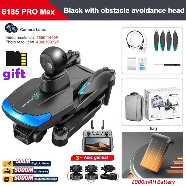 S185 GPS Drone Professional HD Camera 6-inch Touch Screen 3-Axis Gimbal EIS Relay Aircraft Laser Obstacle Avoidance Dron Toy