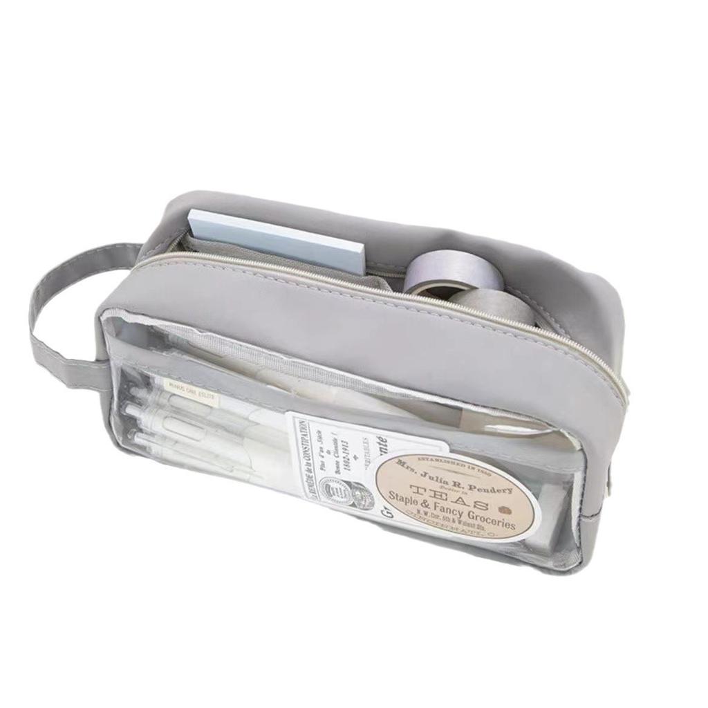 PVC transparent pencil case, simple three-dimensional zipper storage, waterproof stationery, cosmetic bag box, portable and exquisite