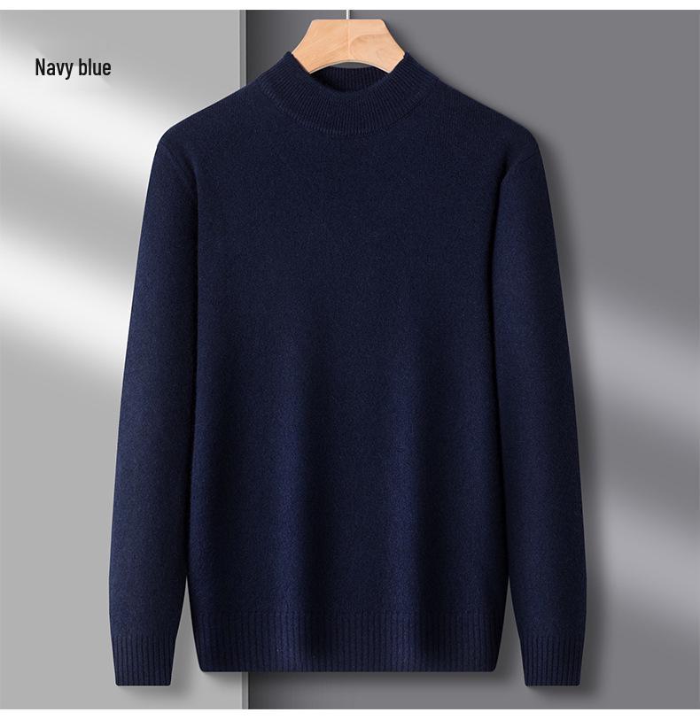 Men's Half-High Collar Thick Knit Sweater - Autumn/Winter Velvet Business Layer